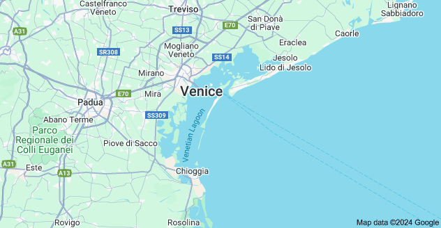Map of Venetian Lagoon, Metropolitan City of Venice, Italy