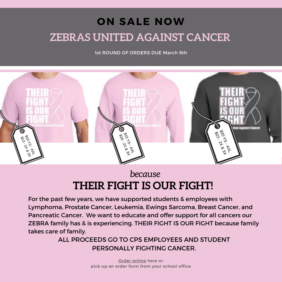 Zebras United Against Cancer t-shirt now on sale. 