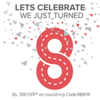 RedBus 8th Anniversary - Rs. 150 OFF + Rs. 150 Coupon