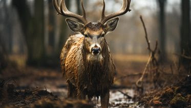 White-Tailed Deer Wet Illustration
