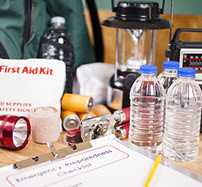 Emergency preparedness checklist and natural disaster supplies