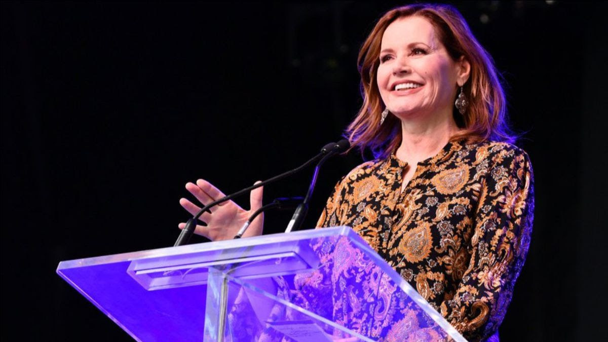 Geena Davis makes opening remarks at the 2021 7th annual Bentonville Film Festival
