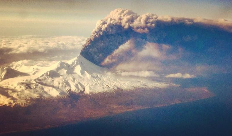 Two Volcanoes Erupting Simultaneously Pavlov-Alaska