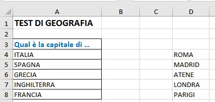 creazione del test di geografia