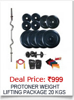Protoner Weight Lifting Package 20 Kgs + 3" Curl Rod