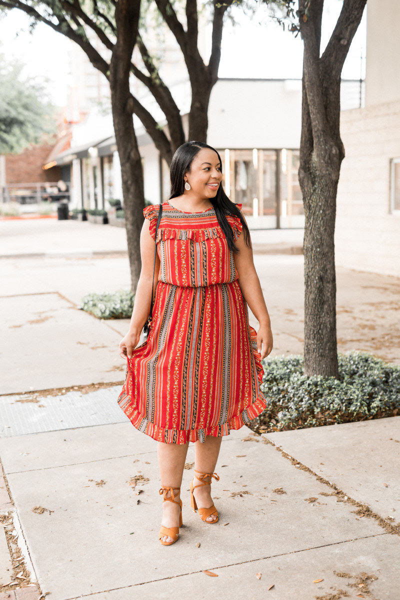 Kenya Denis wearing the LOFT Kenya Denis wearing the LOFT Sirena Ruffle Dress