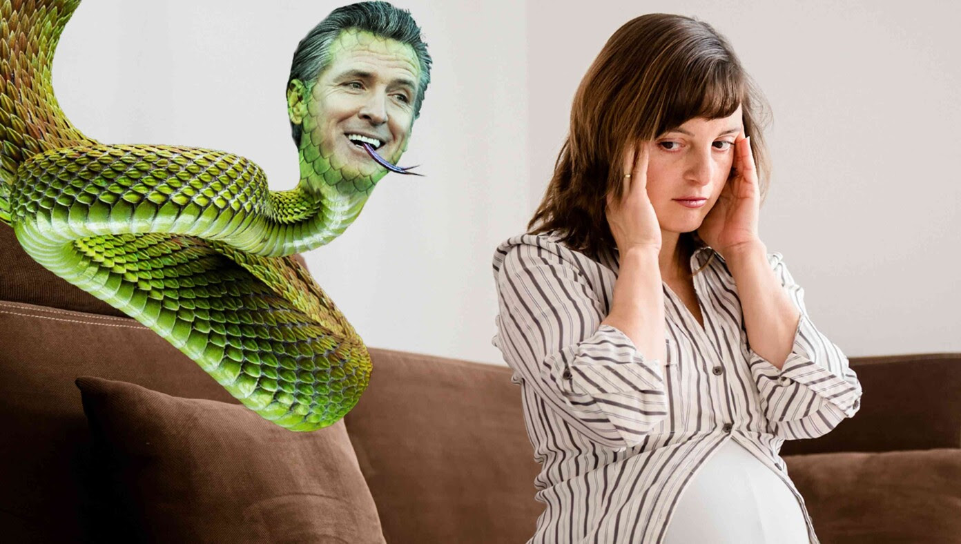 'Did God Really Say You Shouldn't Kill Your Baby?' Hisses Slithering Newsom To Frightened Pregnant Woman