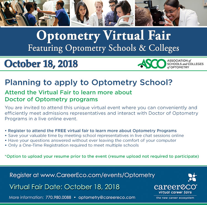 Please Share: Register to meet the Nation's Optometry Schools & Colleges all in one live Virtual Fair - (Free to attend)