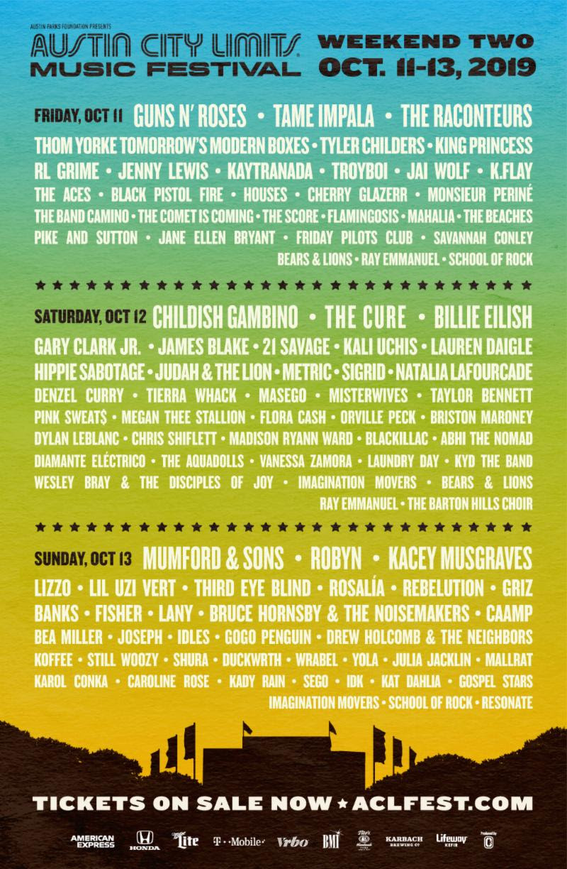 The Gilmer Mirror - 2019 AUSTIN CITY LIMITS MUSIC FESTIVAL LINEUP BY ...