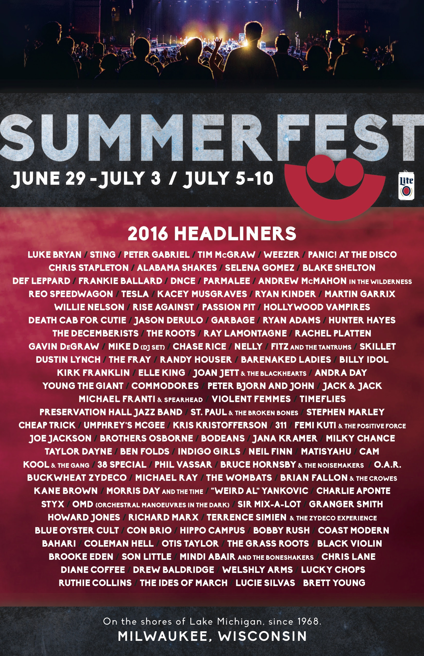 Summerfest Announces 90 Ground Stage Headliners Under the Radar Magazine