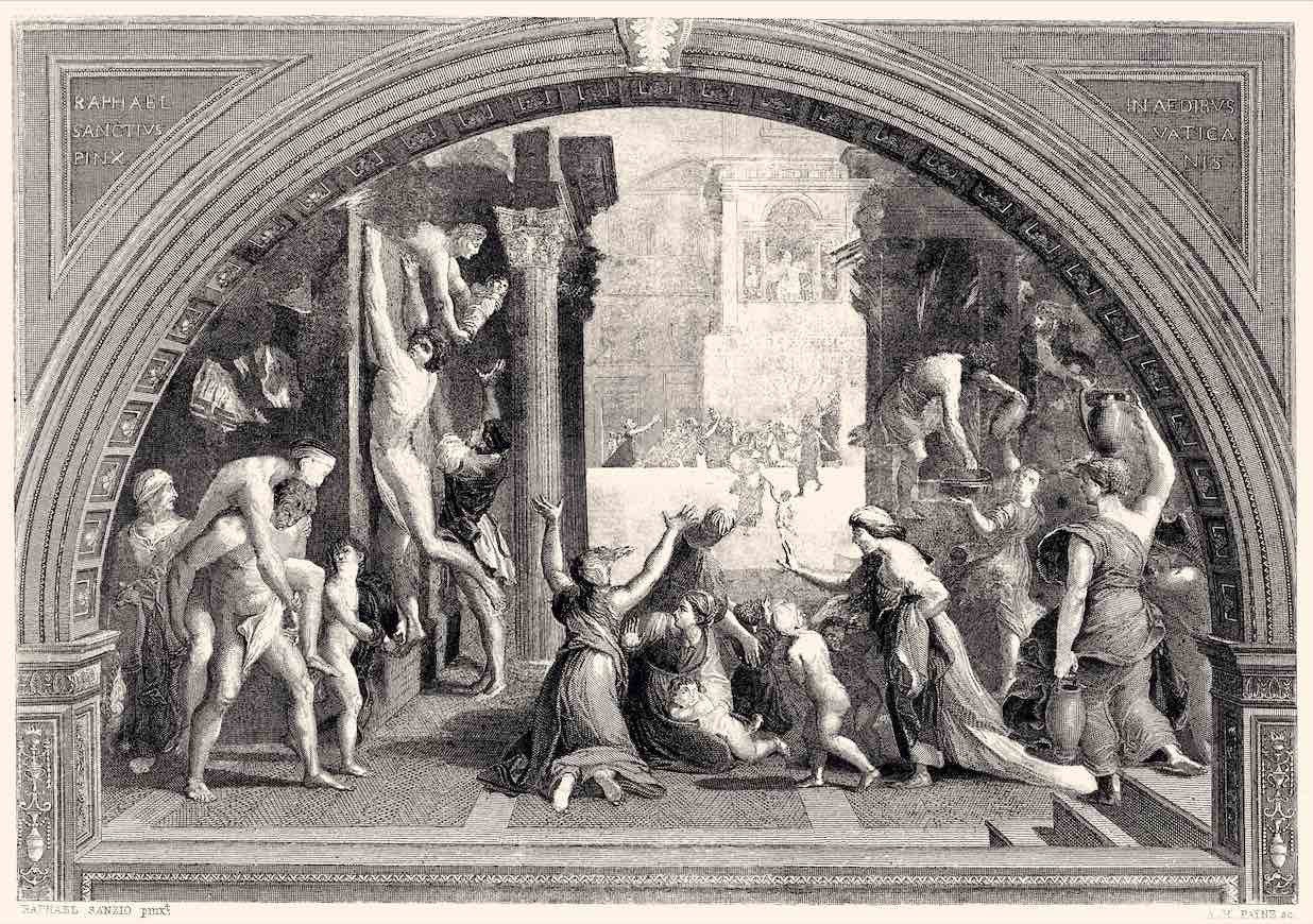 The Conflagration of Rome, as depicted by Raphael.