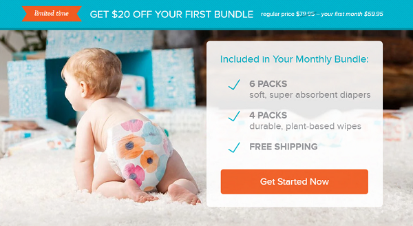 $20 Off First Diaper Bundle + Free Shipping!