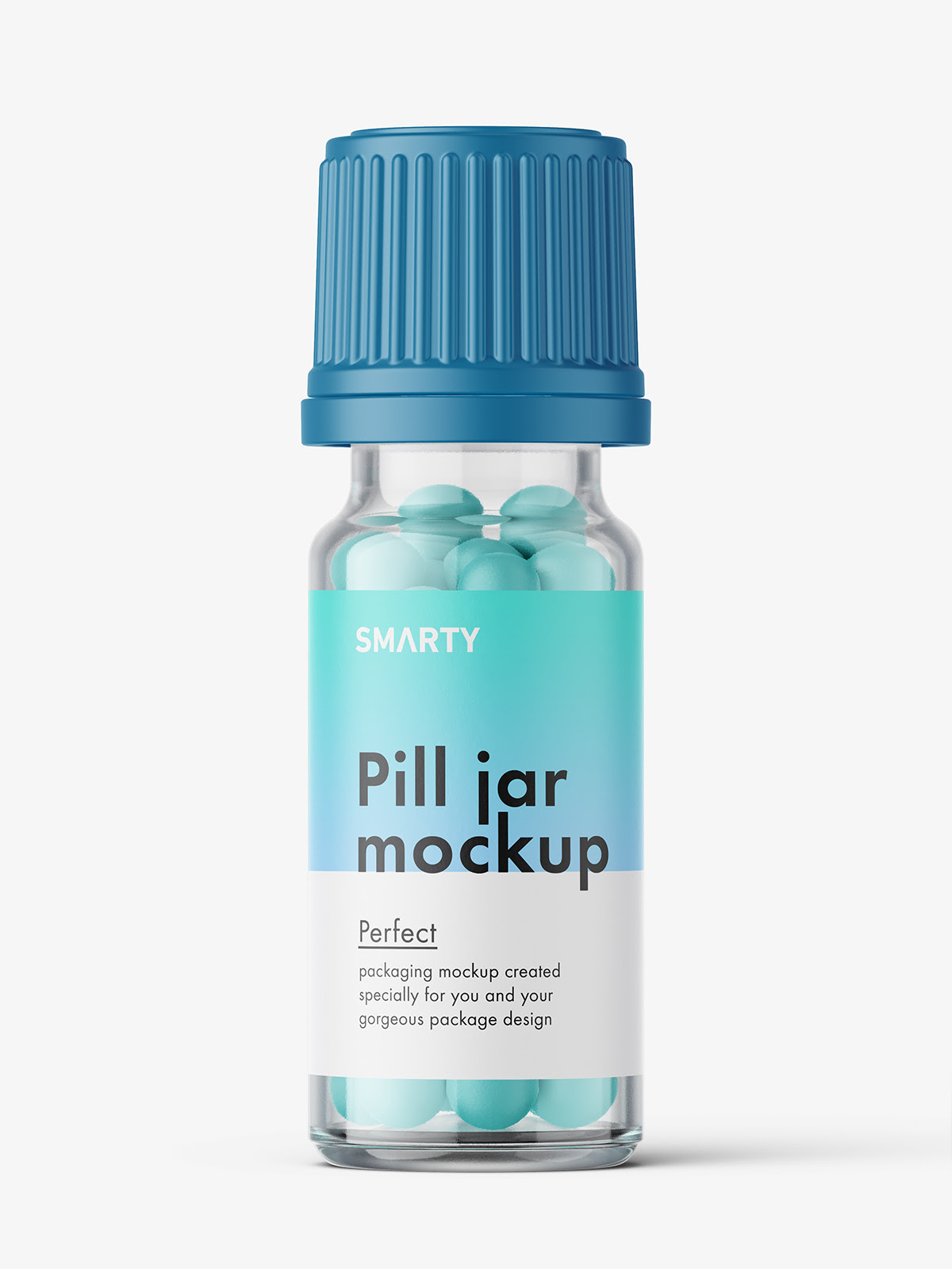 Clear bottle with pills mockup / 10 ml Smarty Mockups