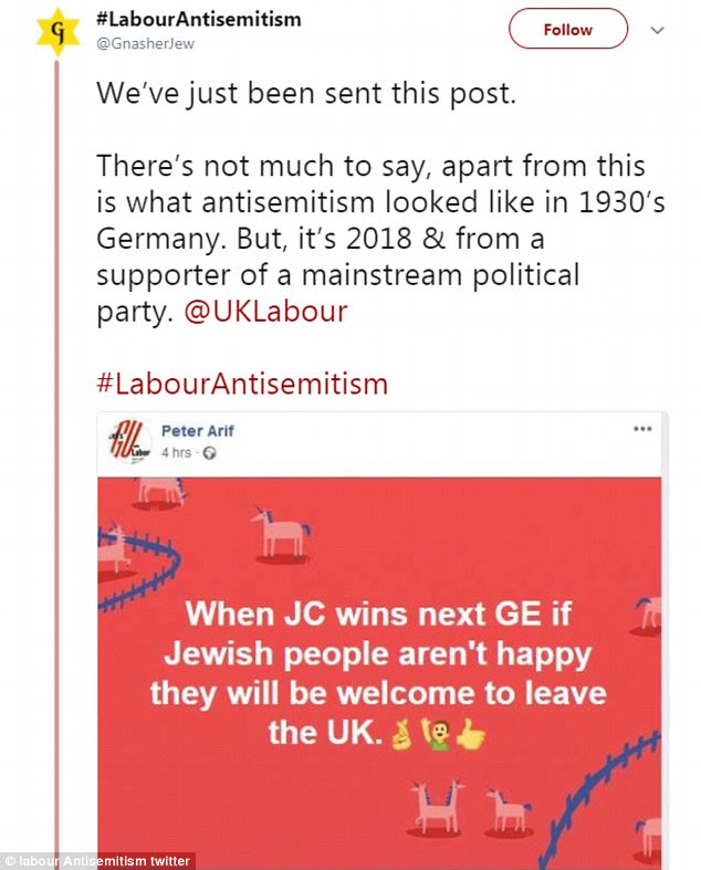 Campaigners shared the post sent by Peter Arid (above) which caused Luciana Berger to hit back with the below response