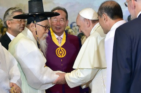 Pope greets religious leaders