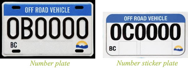BC ORV Number Plates