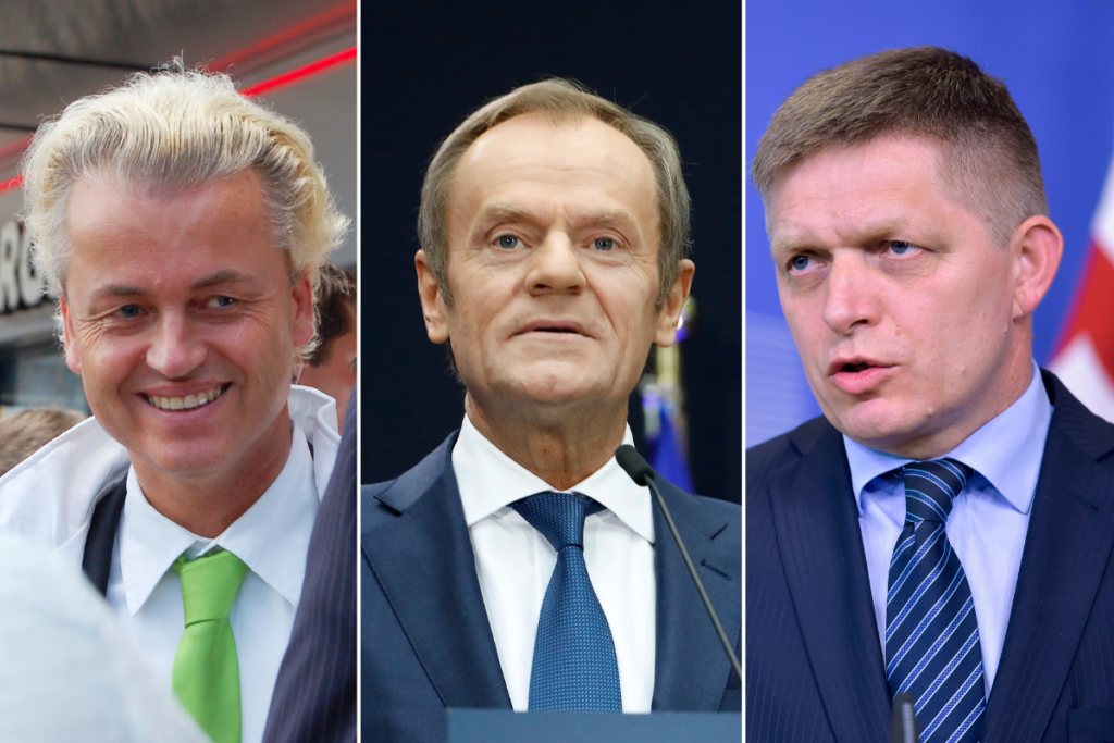 Geert Wilders (Pays-Bas), Donald Tusk (Pologne) et Robert Fico (Slovaquie) pourraient bientôt se retrouver tous les trois à la table du Conseil européen - Crédits : Wouter Engler / Wikimedia Commons CC BY-SA 4.0 DEED | Conseil européen | Etienne Ansotte / Commission européenne