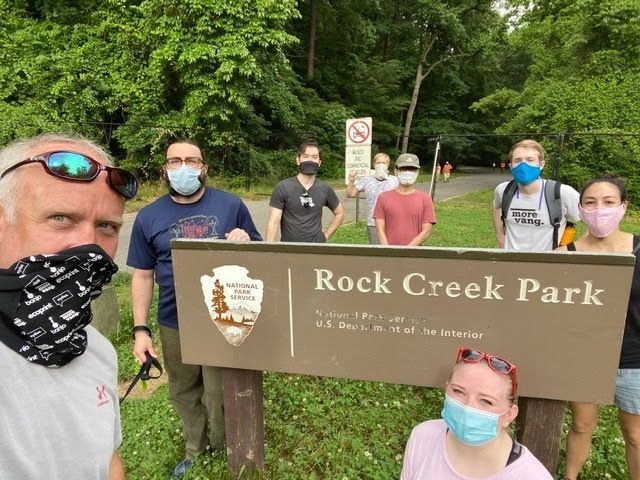 Discussing marketing and automation with the Dev team in Rock Creek Park.