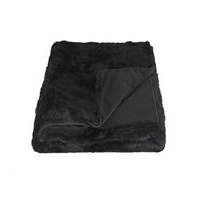 2&quot; x 50&quot; x 60&quot; 100 Natural Rabbit Fur Black Throw Blanket