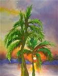 Palm Tree Sunset, 8 x 10 Watercolor, Landscape - Posted on Wednesday, April 1, 2015 by Donna Pierce-Clark