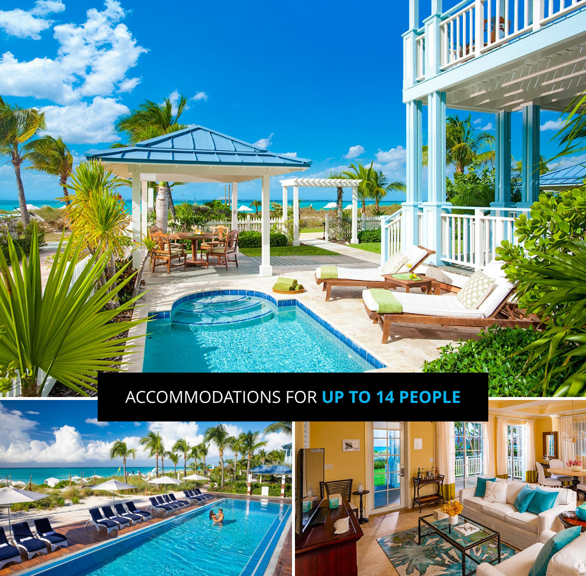 Turks & Caicos Beaches Accommodations For Up to 14 People'