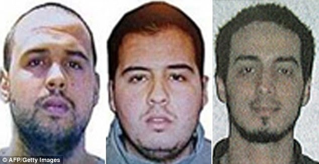 Suicide bombers Khalid El Bakraoui, Ibrahim El Bakraoui and Najim Laachraoui who blew themselves up in the Brussels attacks 