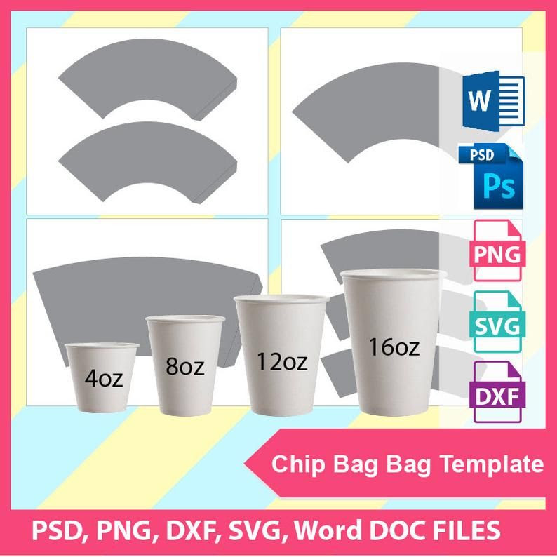 Bundle 4 sizes Paper Cup Wrapper Template ice cream cup Etsy Paper