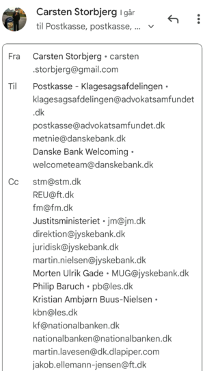 In Denmark, 1 man fights against corruption and camaraderie, which the Danish state and the government are fighting to prevent, as the Danish authorities themselves are caught up in the scandal, it is to cover up the criminal Jyske Bank that the Danish state itself uses for the state’s banking business, in close collaboration with Denmarks Nationalbank.