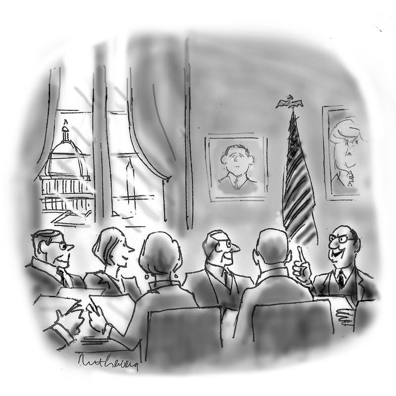 A group of people sit in a board room in Washington DC