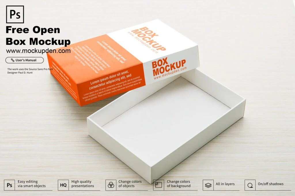 Free Open Box Mockup PSD Template Mockup Den