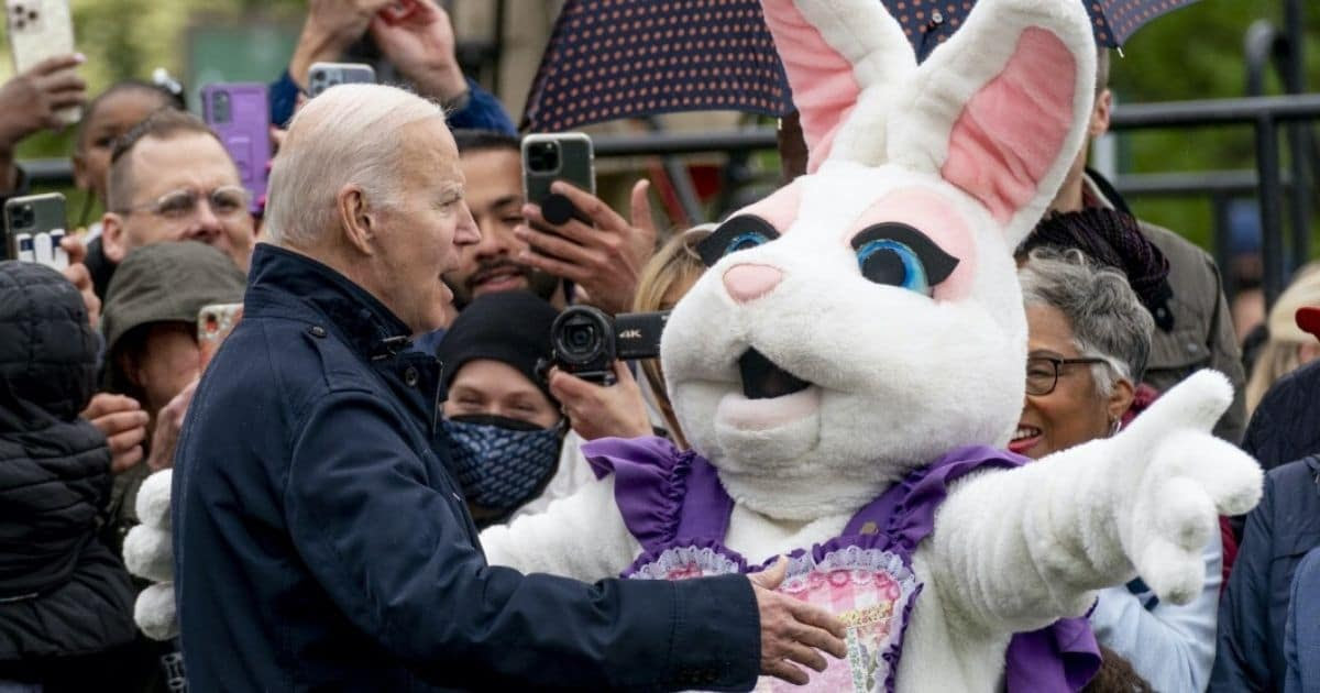 Easter Bunny Shuffles Biden Away from the Press - Now the Identity Behind the Mask Is Revealed