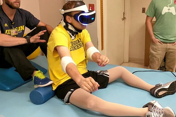 Michael Heinrich, who lost the use of the lower half of his body after an accident, undergoes virtual reality therapy. “From an emotional standpoint, coming off an injury where I lost the majority of the use of my body, V.R. pushed the boundaries of what I thought was possible,” he said.