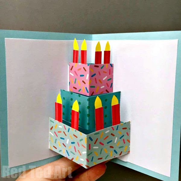 Easy Pop Up Birthday Card DIY - Red Ted Art - Make crafting with kids easy  & fun