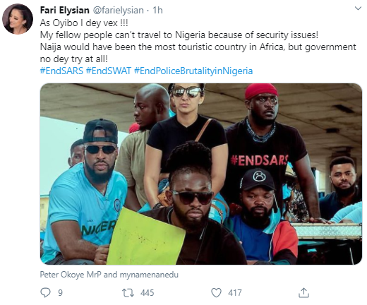 Russian woman takes part in Lagos #EndSARS protest and gives reasons for her participation