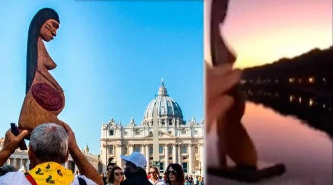 Resultado de imagem para católicos roubam imagem igreja de roma e lançam no rio