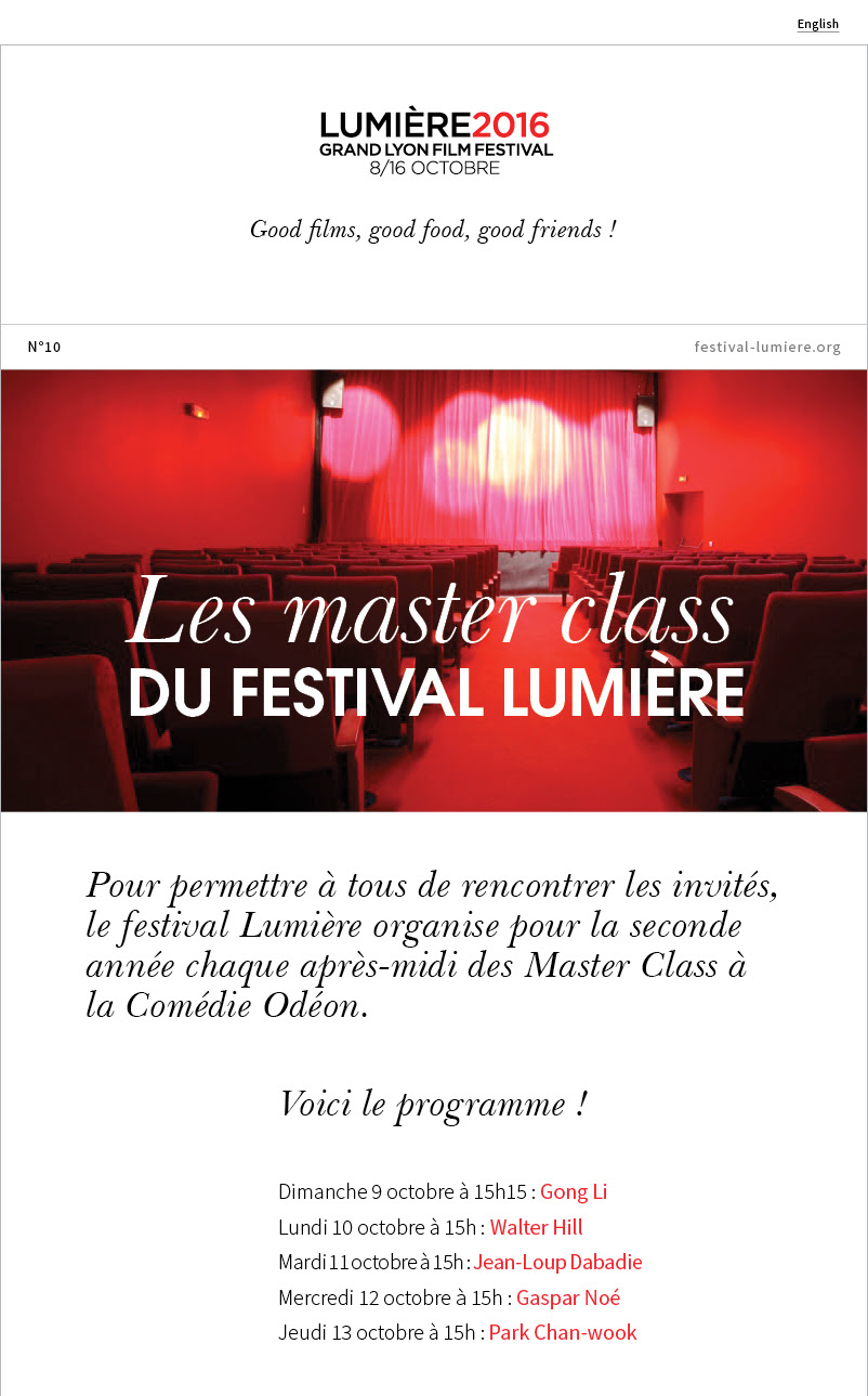 Les master class du festival Lumière à la Comédie Odéon à la Comédie Odéon