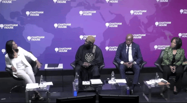 Panelists speaking at the Chatham House debate