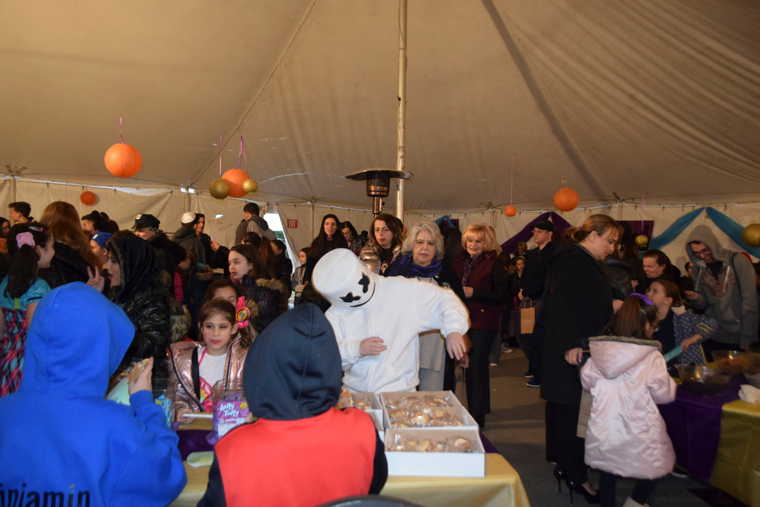 The Chabad House of Hewlett turned its backyard tent into a Persian palace for an Arabian night-themed Purim party on March 21.