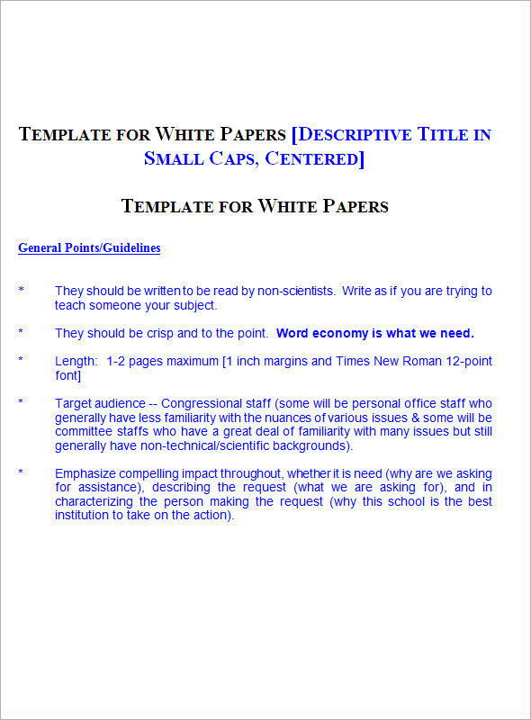 Sample White Paper Template 12+ Free Documents in PDF, Word