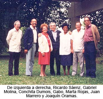De izquierda a derecha, Ricardo Sáenz, Gabriel Molina, Conchita Dumois, Gabo, Marta Rojas, Juan Marrero y Joaquin Oramas