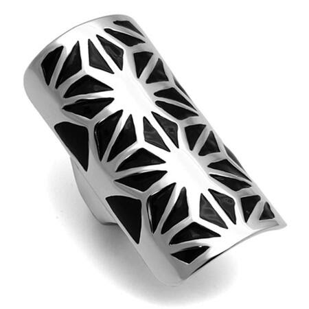 TK918 - High polished (no plating) Stainless Steel Ring with Epoxy  in Jet