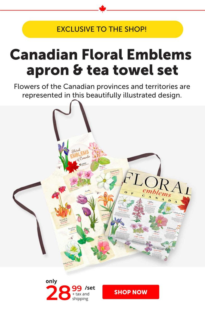 Canadian Floral Emblems apron & Tea Towel