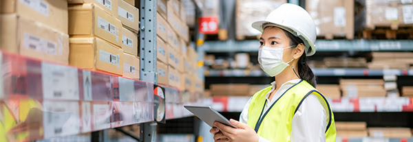 Essential worker in delivery centre