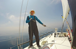 J/105 sailing Chicago Mac race with junior team