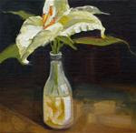 Lily in Saki Bottle - Posted on Monday, March 23, 2015 by Marjorie Ball
