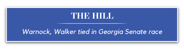 Warnock, Walker tied in Georgia Senate race
