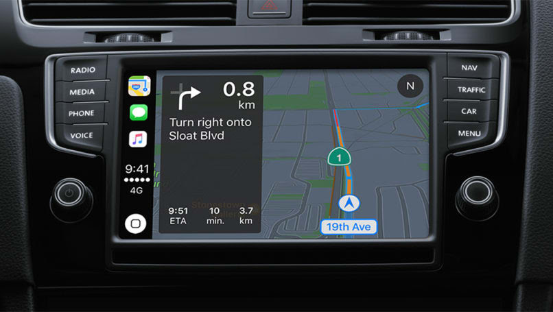 Apple CarPlay map screen.