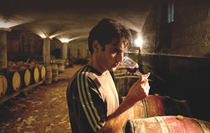 Stephane Aviron, producer of Beaujolais Villages Burgundy 2016 in the wine cellar.