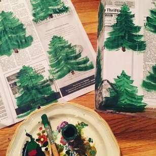 homemade gift wrap - painted newspaper