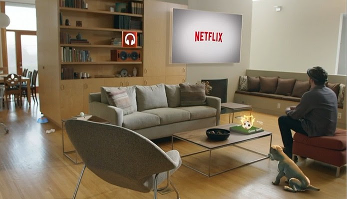 Windows Holográfico: assista Netflix em qualquer lugar (Foto: Reprodução/Barbara Mannara)